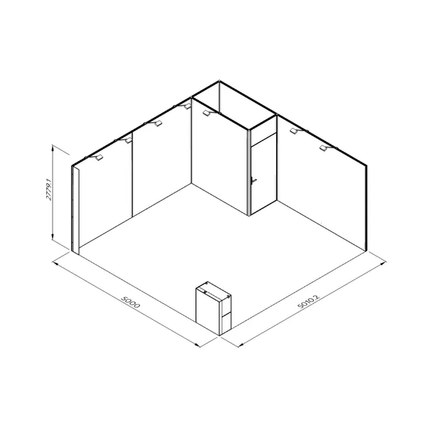 5x5m - stoisko Modularico M50 układ L-01055M50