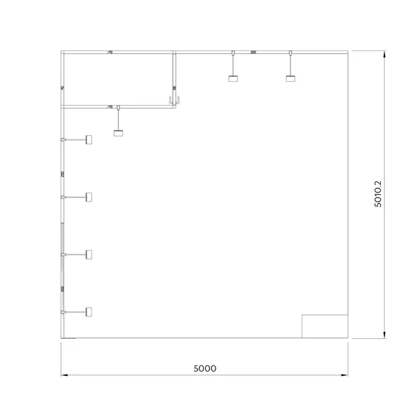 5x5m - stoisko Modularico M50 układ L-01055M50