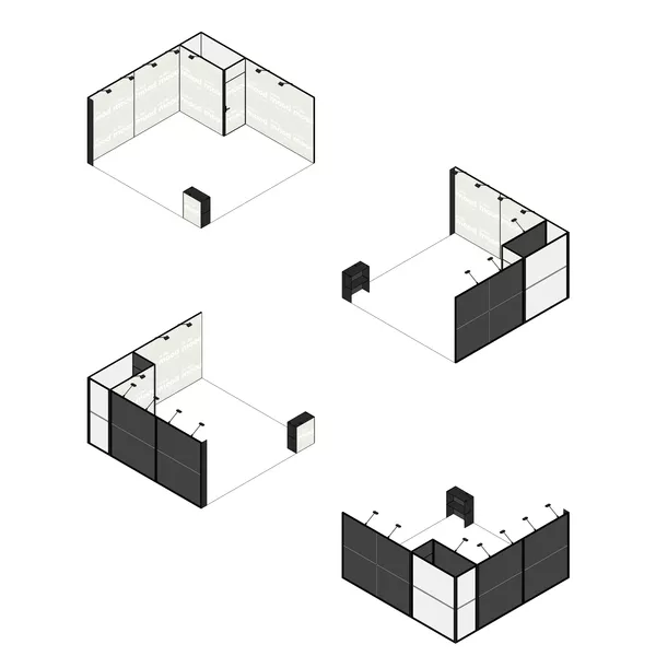 5x5m - stoisko Modularico M50 układ L-01055M50