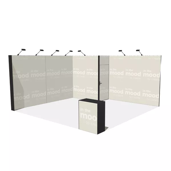 5x5m - stoisko Modularico M50 układ L-01055M50