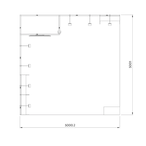5x5m - stoisko Modularico M50 układ L-01155M50
