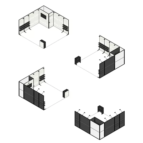 5x5m - stoisko Modularico M50 układ L-01155M50