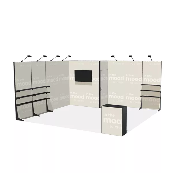 5x5m - stoisko Modularico M50 układ L-01155M50