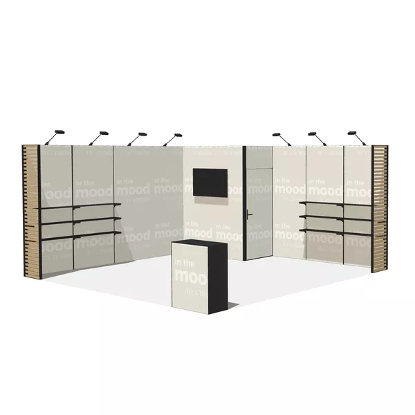 5x5m - stoisko Modularico M50 układ L-01255M50