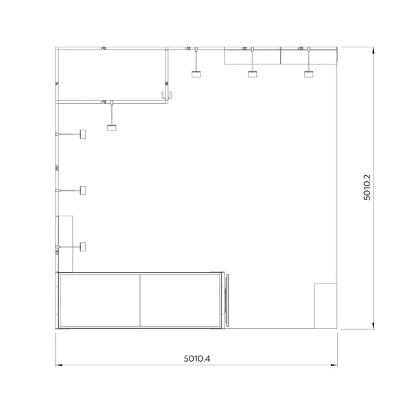 5x5m - stoisko Modularico M50 układ L-01355M50