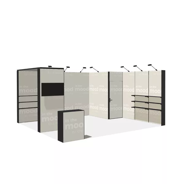 5x5m - stoisko Modularico M50 układ L-01355M50