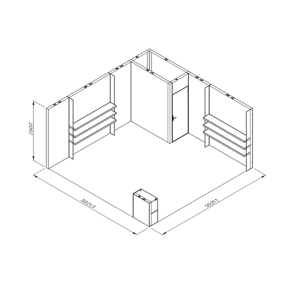 5x5m - stoisko Modularico M100 LED układ L-04055M100
