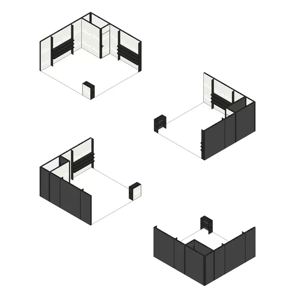 5x5m - stoisko Modularico M100 LED układ L-04055M100