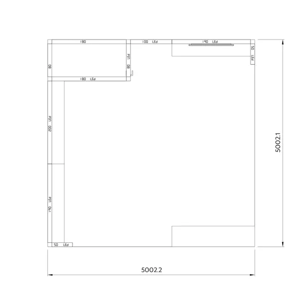 5x5m - stoisko Modularico M100 LED układ L-04155M100