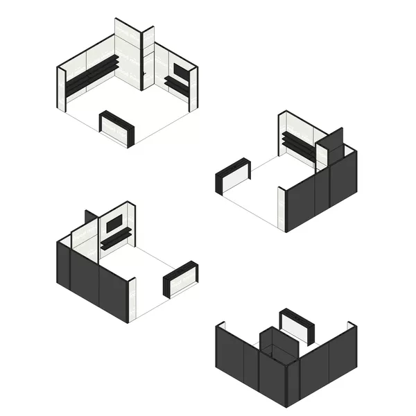 5x5m - stoisko Modularico M100 LED układ L-04155M100