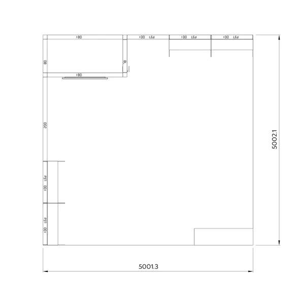 5x5m - stoisko Modularico M100 LED układ L-04355M100