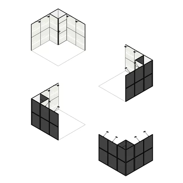 3x3m - stoisko Modularico MQ50 układ L-00133MQ50