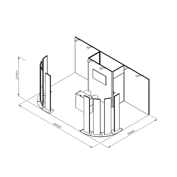 6x4m - stoisko Modularico M50 układ PW-01464M50