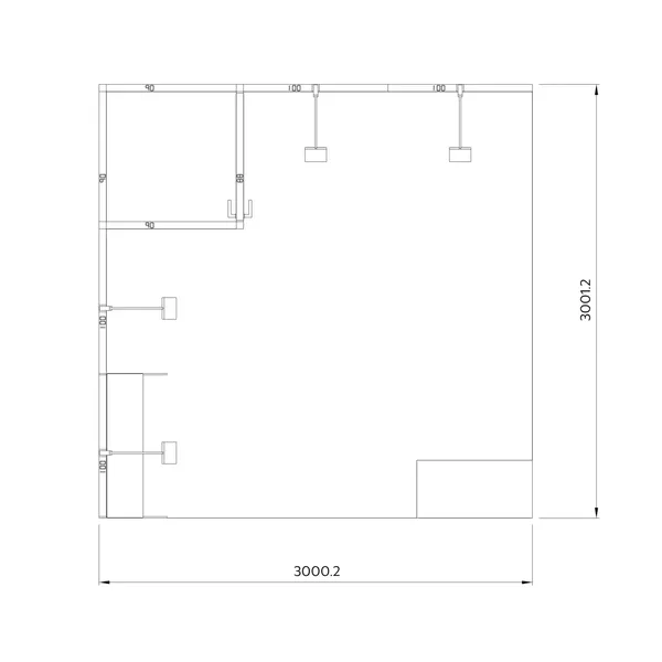 3x3m - stoisko Modularico MQ50 układ L-00233MQ50