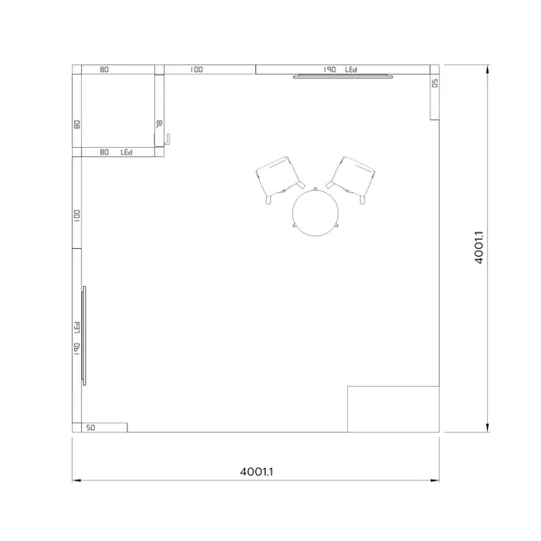 4x4m - stoisko Modularico M100 LED układ L-04444M100