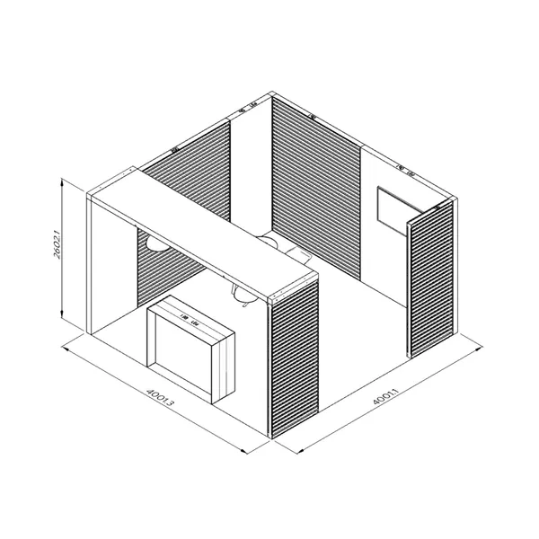 4x4m - stoisko Modularico M100 LED układ L-04644M100