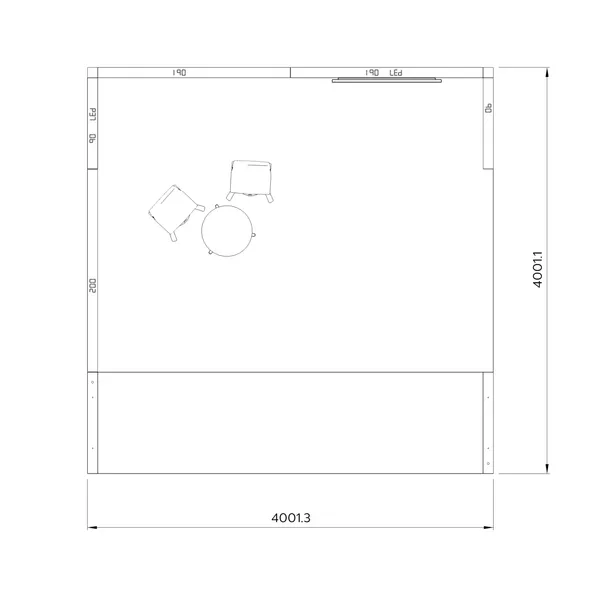 4x4m - stoisko Modularico M100 LED układ L-04644M100