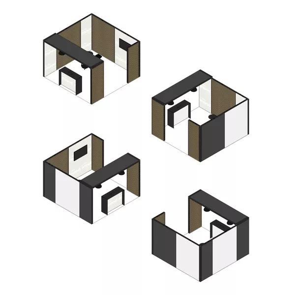 4x4m - stoisko Modularico M100 LED układ L-04644M100