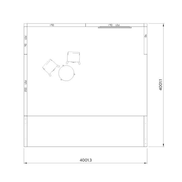 4x4m - stoisko Modularico M100 LED układ L-04744M100