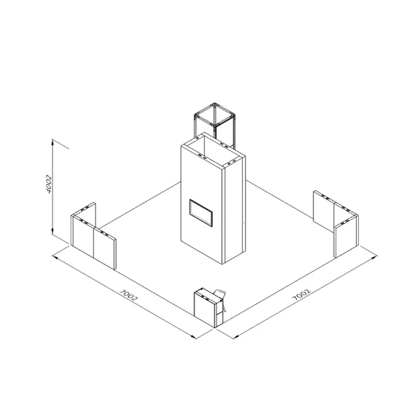 7x7m - stoisko Modularico M150 LED układ W-02077M150