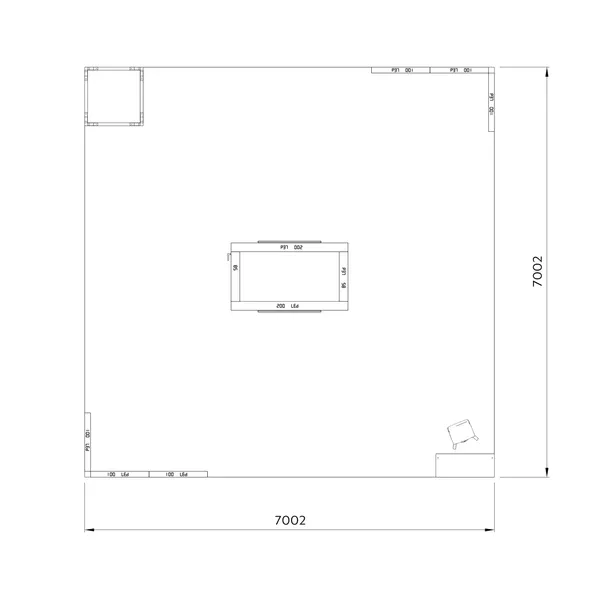 7x7m - stoisko Modularico M150 LED układ W-02077M150