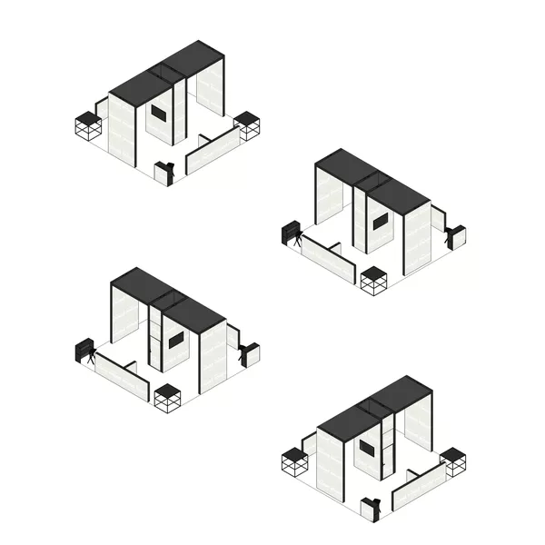7x7m - stoisko Modularico M150 LED układ W-02177M150