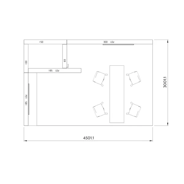 4,5x3m - stoisko Modularico M150 LED układ W-02343M150