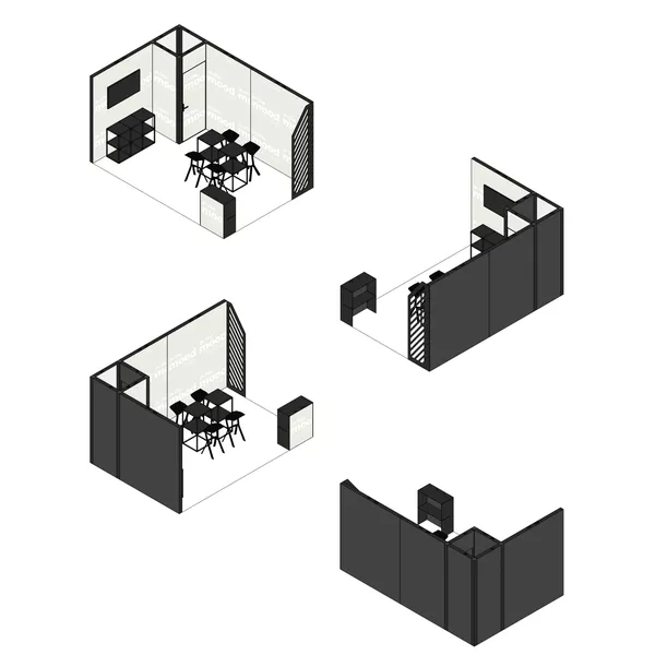 4,5x3m - stoisko Modularico M100 LED układ L-04843M100