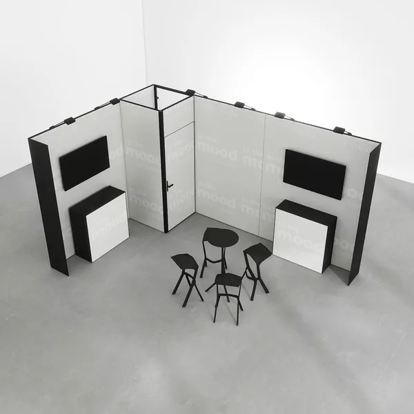 4,5x3m - stoisko Modularico M50 układ L-01643M50