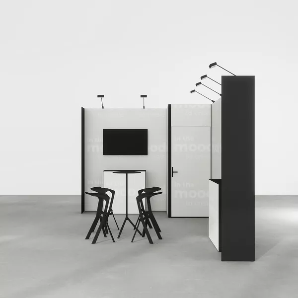 4,5x3m - stoisko Modularico M50 układ L-01643M50