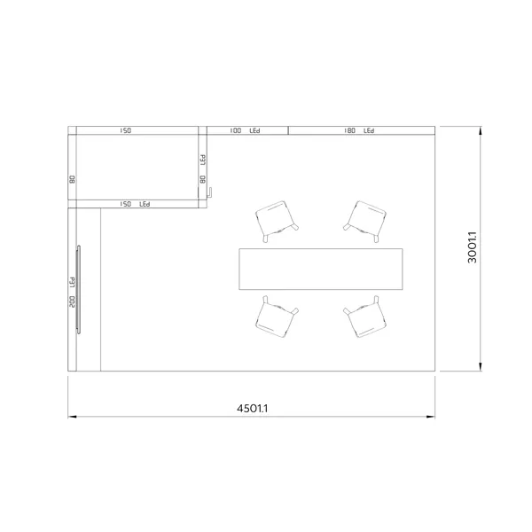 4,5x3m - stoisko Modularico M100 LED układ L-05043M100