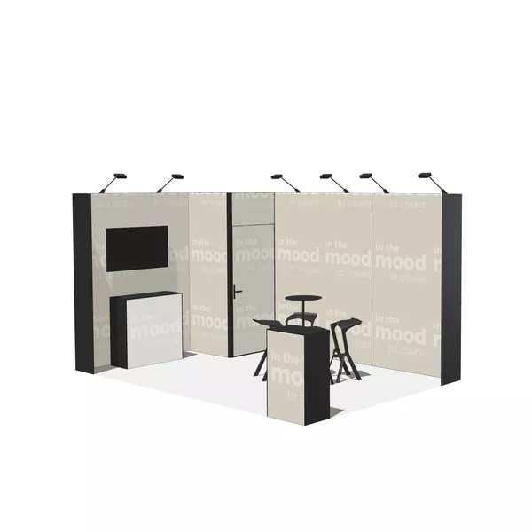 4,5x3m - stoisko Modularico M50 układ L-01543M50