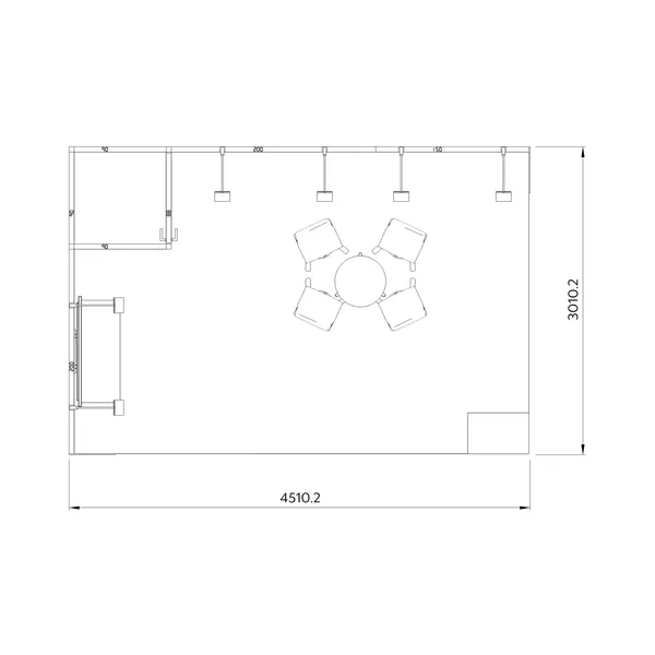 4,5x3m - stoisko Modularico M50 układ L-01543M50