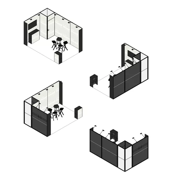 4,5x3m - stoisko Modularico M50 układ L-01543M50