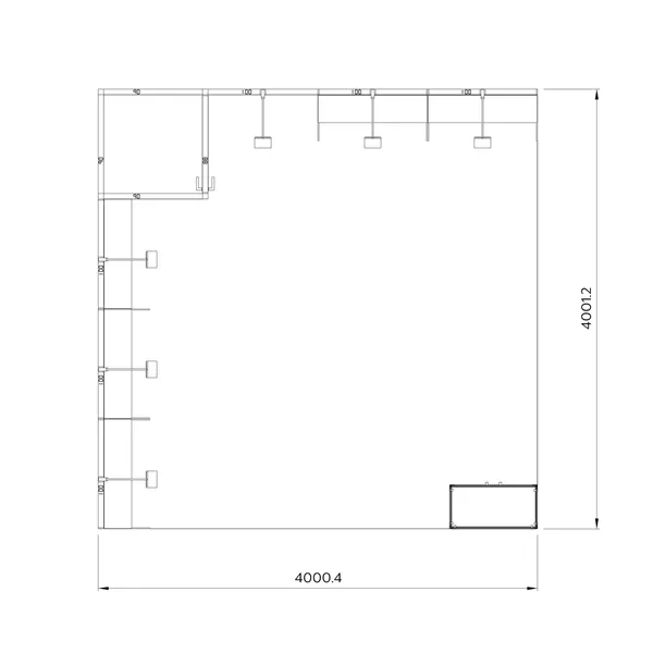 4x4m - stoisko Modularico MQ50 układ L-00444MQ50