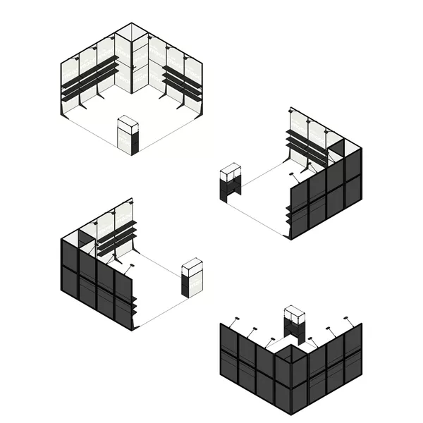 4x4m - stoisko Modularico MQ50 układ L-00444MQ50