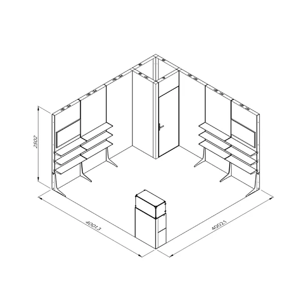 4x4m - stoisko Modularico M100 LED układ L-04444M100