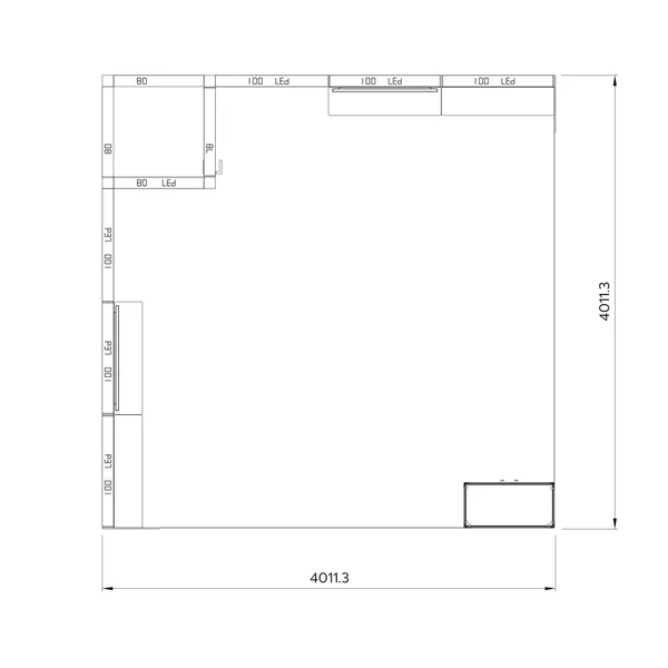 4x4m - stoisko Modularico M100 LED układ L-04544M100