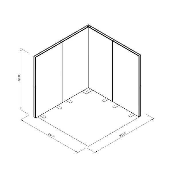 2x2m h2m - stoisko Modularico MGO LED czarne układ L-00222H2MGOB