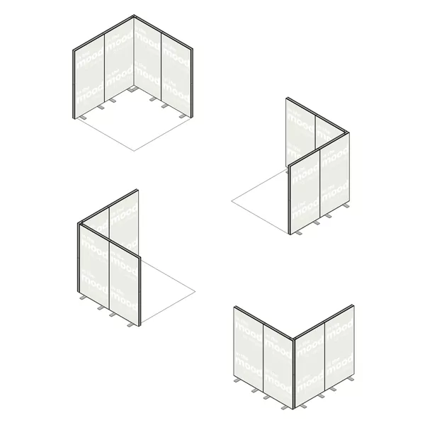 2x2m h2m - stoisko Modularico MGO LED srebrne układ L-00122H2MGOS