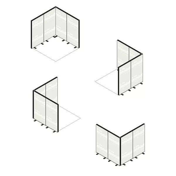 2x2m h2m - stoisko Modularico MGO LED czarne układ L-00222H2MGOB