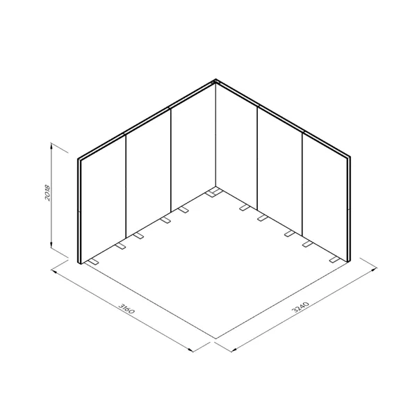 3x3m h2m - stoisko Modularico MGO LED srebrne układ L-00233H2MGOS