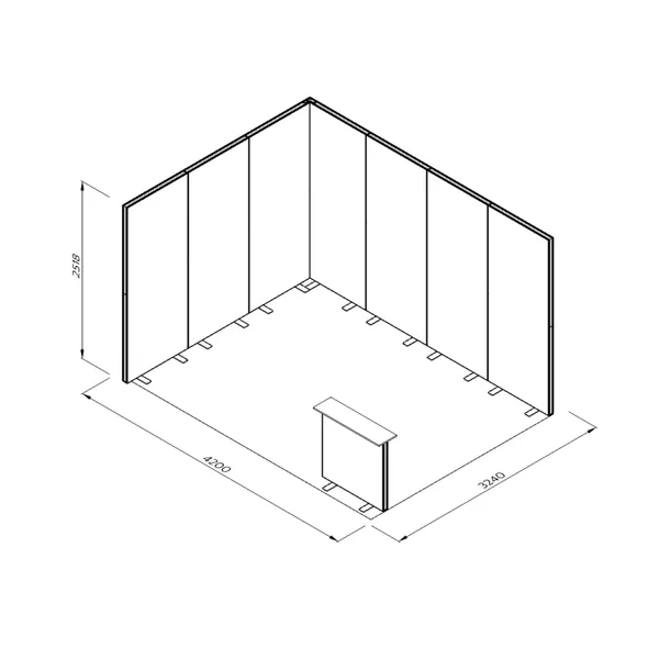 4x3m h2,5m - stoisko Modularico MGO LED czarne układ L-00533H25MGOB