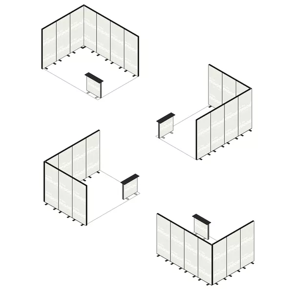 4x3m h2,5m - stoisko Modularico MGO LED czarne układ L-00533H25MGOB