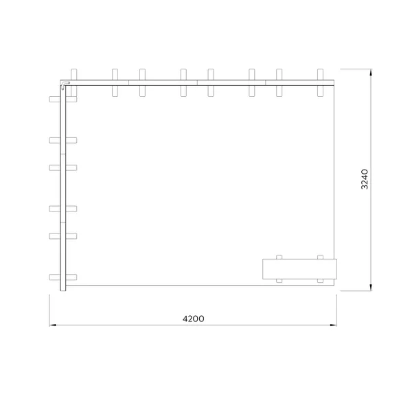 4x3m h2,5m - stoisko Modularico MGO LED srebrne układ L-00643H25MGOS