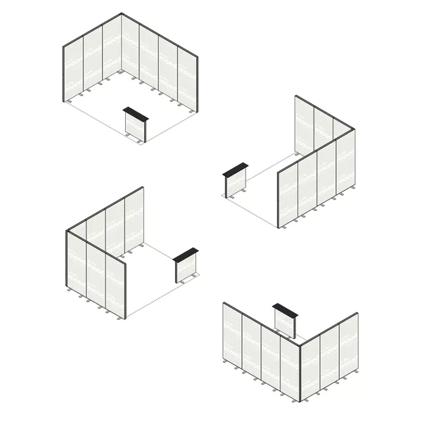 4x3m h2,5m - stoisko Modularico MGO LED srebrne układ L-00643H25MGOS