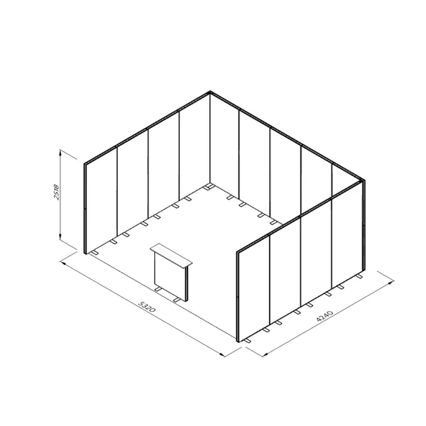 5x4m h2,5m - stoisko Modularico MGO LED srebrne układ C-00754H25MGOS