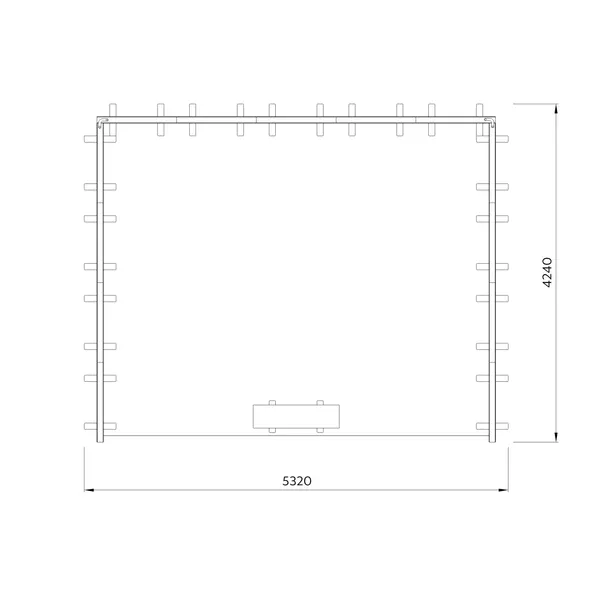5x4m h2,5m - stoisko Modularico MGO LED srebrne układ C-00754H25MGOS