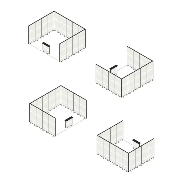 5x4m h2,5m - stoisko Modularico MGO LED srebrne układ C-00754H25MGOS