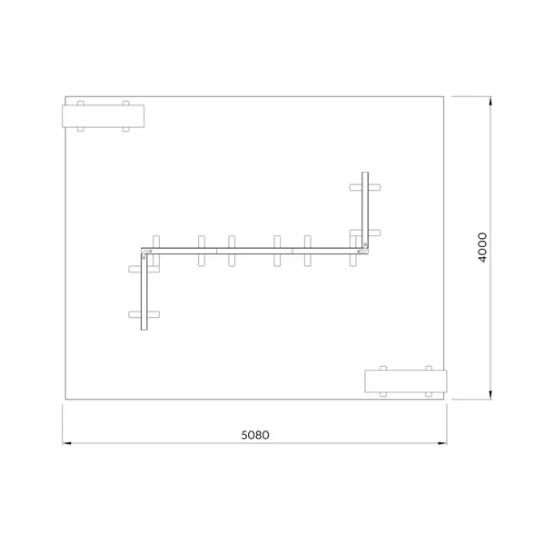 5x4m h2,5m - stoisko Modularico MGO LED srebrne układ W-00854H25MGOS